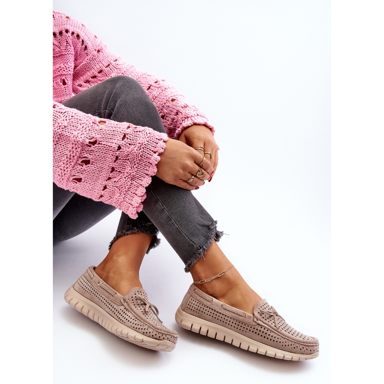 Vinceza Beiget naisten mokasiinit rusetilla 1