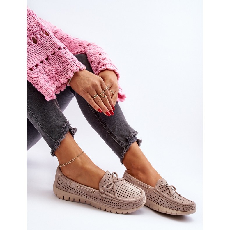 Vinceza Beiget naisten mokasiinit rusetilla 2