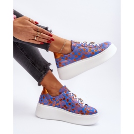 Nahkaiset urheilukengät alustalla Maciejka 06191-06 Sininen 1