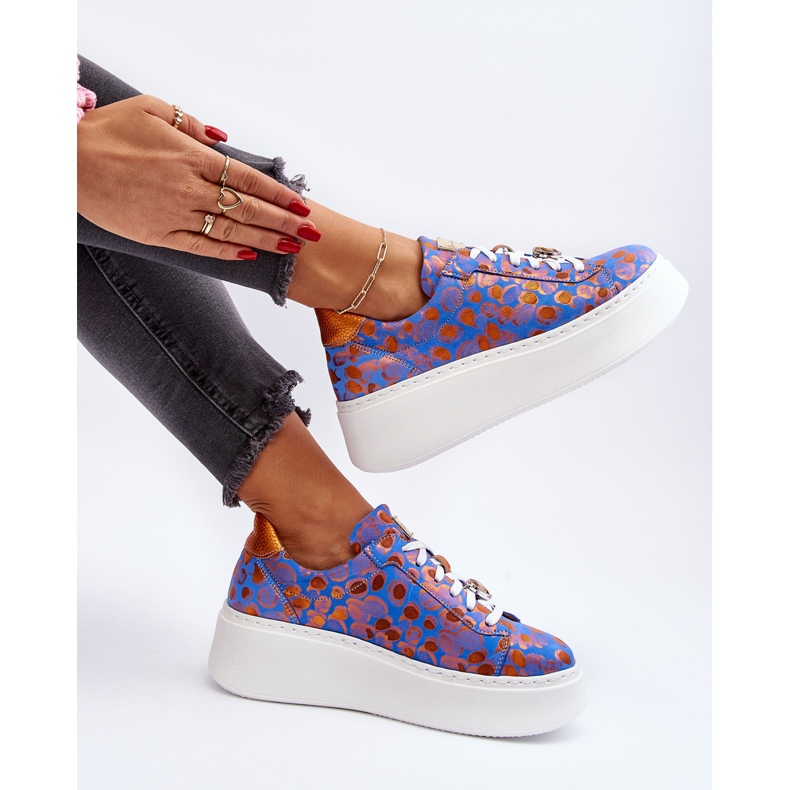 Nahkaiset urheilukengät alustalla Maciejka 06191-06 Sininen 1