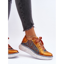 Naisten nahkaiset urheilukengät Maciejka 06327-18 Oranssi 2