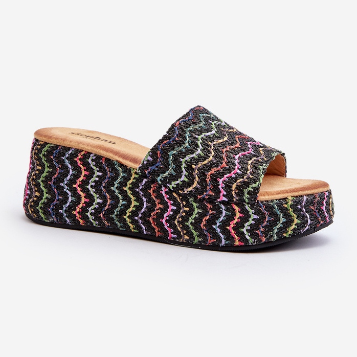 Naisten mustat Vanarila Wedge -varvastossut 1