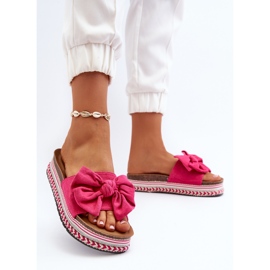 Naisten varvastossut alustalla, jossa on rusetti Fuchsia Evatria vaaleanpunainen 2