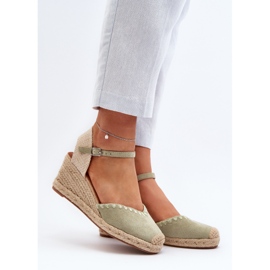 Suede Espadrille Wedge-sandaalit, joissa punos, vihreä Raylin 2