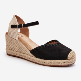 Suede Espadrille Wedge sandaalit punoksella, musta Raylin 1