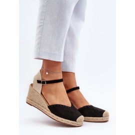 Suede Espadrille Wedge sandaalit punoksella, musta Raylin 2