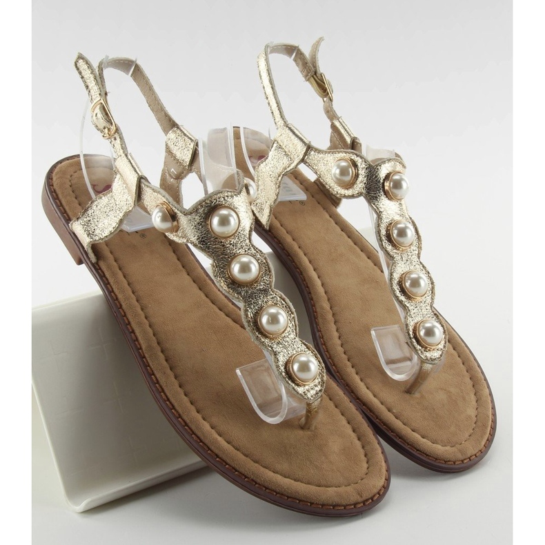 Varvastossut suurilla helmillä LL-75 Gold kultainen 1