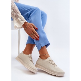 Vinceza Naisten nahkaiset urheilukengät Tennarit Beige Lalnai 1