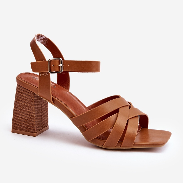 Naisten sandaalit korkeakorkoisessa Camel Opifianassa ruskea 1