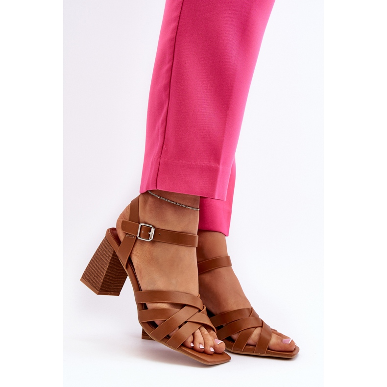 Naisten sandaalit korkeakorkoisessa Camel Opifianassa ruskea 2