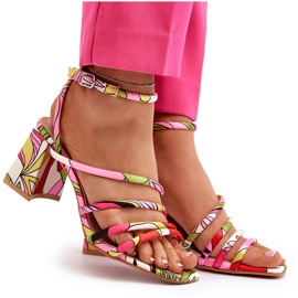 Kuviolliset sandaalit korkeakorkoisessa monivärisessä Jengllassa vaaleanpunainen 11