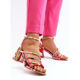 Kuviolliset sandaalit korkeakorkoisessa monivärisessä Jengllassa vaaleanpunainen 5