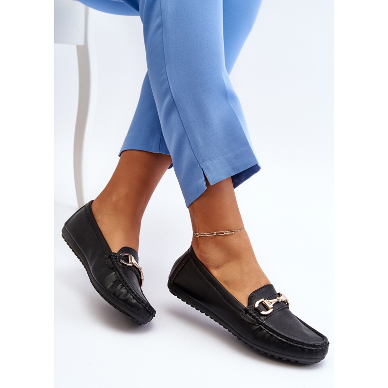 Naisten klassiset Eco-nahkaiset mokasiinit, musta Demese 1