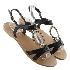 Sandaalit koristeellisilla mustilla kivillä musta 1