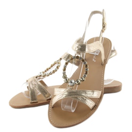 Sandaalit koristekivillä LC-132 kultaa kultainen 2