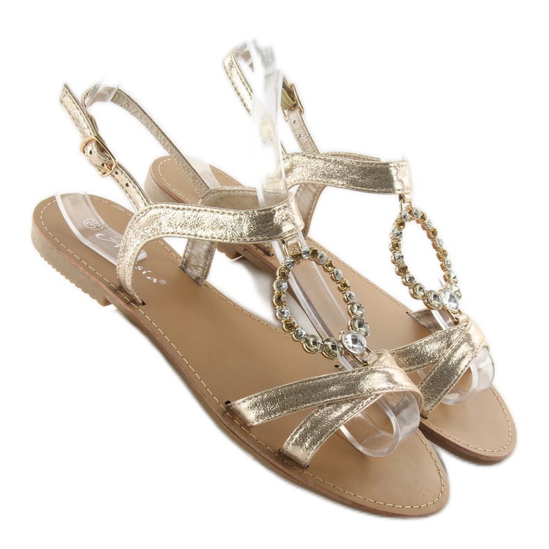 Sandaalit koristekivillä LC-132 kultaa kultainen 1