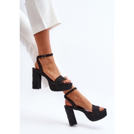 Denim sandaalit korkeakorkoisessa Black Acrana musta 1