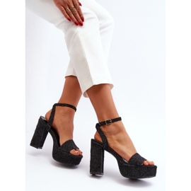 Denim sandaalit korkeakorkoisessa Black Acrana musta 2