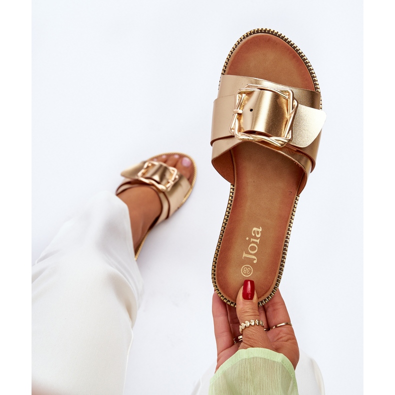 Naisten varvastossut hihnalla ja soljella, kultainen Opahiri 1