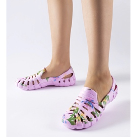 Vaaleanpunaiset kumitossut, joissa Eliano-kuvio CLF0758C Pink sininen 1