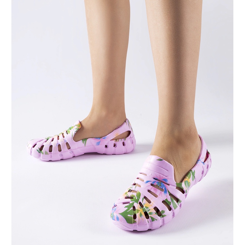 Vaaleanpunaiset kumitossut, joissa Eliano-kuvio CLF0758C Pink sininen 1