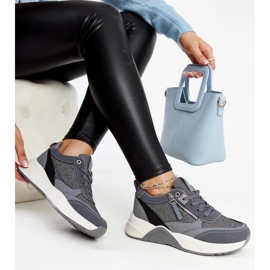 Harmaat kiiltävät tennarit Makda-alustalla 1