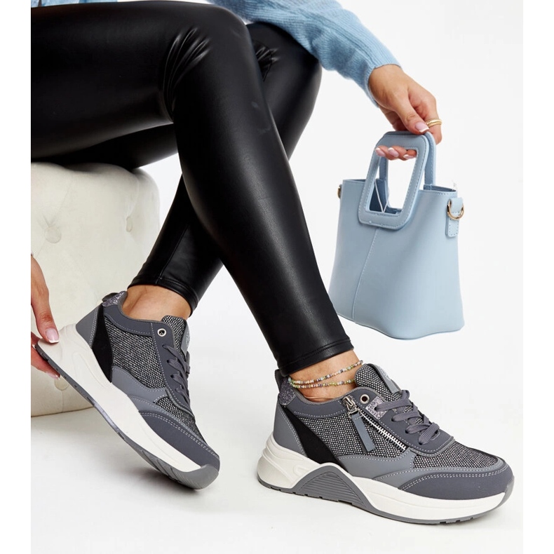 Harmaat kiiltävät tennarit Makda-alustalla 1