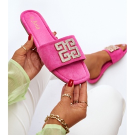 Naisten tasakorkoiset varvastossut, joissa on fuksia inaile -koriste vaaleanpunainen 1