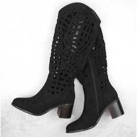 Naisten mustat harjakattoiset saappaat Jezzi RMR2337-6 1