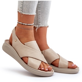 Zazoo 40392 Naisten nahkasandaalit, beige 9