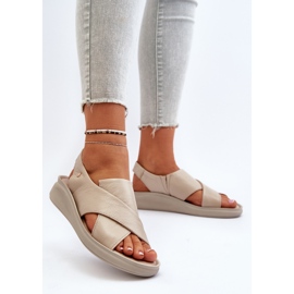 Zazoo 40392 Naisten nahkasandaalit, beige 3