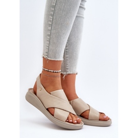 Zazoo 40392 Naisten nahkasandaalit, beige 2