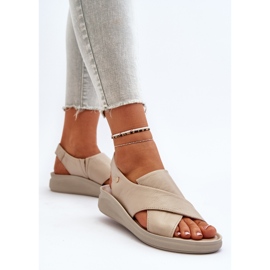 Zazoo 40392 Naisten nahkasandaalit, beige 5