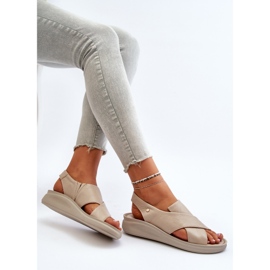 Zazoo 40392 Naisten nahkasandaalit, beige 7