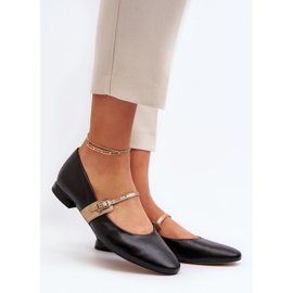 Naisten nahkaiset litteät balerinat Laura Messi 2774 musta 2