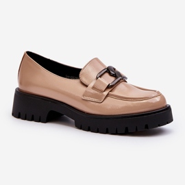 Vinceza Naisten kiiltonahkaiset mokasiinit Beige Santtes 1