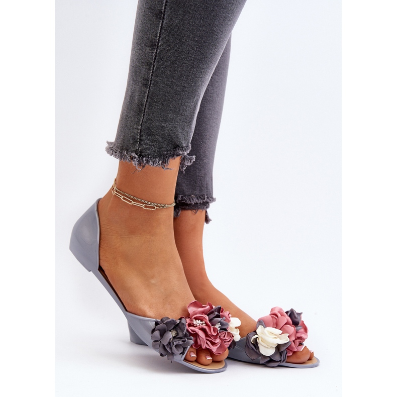 Naisten kumiballerinat kukilla Harmaa Junikla 2