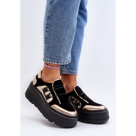 Zazoo 1833 naisten nahkalenkkarit massiivisella pohjalla, musta 2