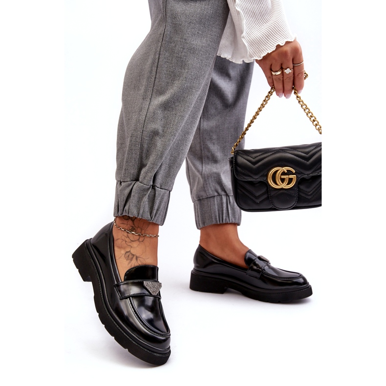 Naisten tasakorkoiset loaferit, musta 2