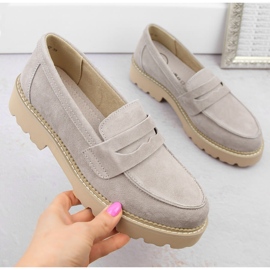 Nahka mokkanahka kengät naisten taupe mokasiinit Filippo DP6090 beige 1