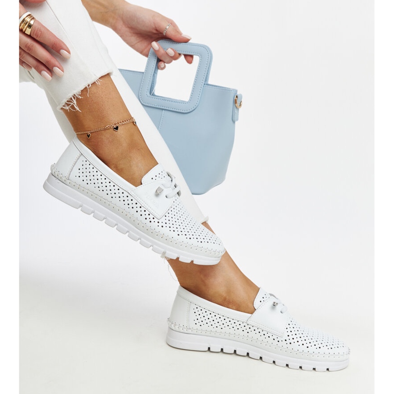 Vinceza valkoiset nahkaiset harjakattoiset kengät valkoinen 1