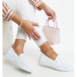 Vincezan valkoiset harjakattoiset nahkakengät valkoinen 1