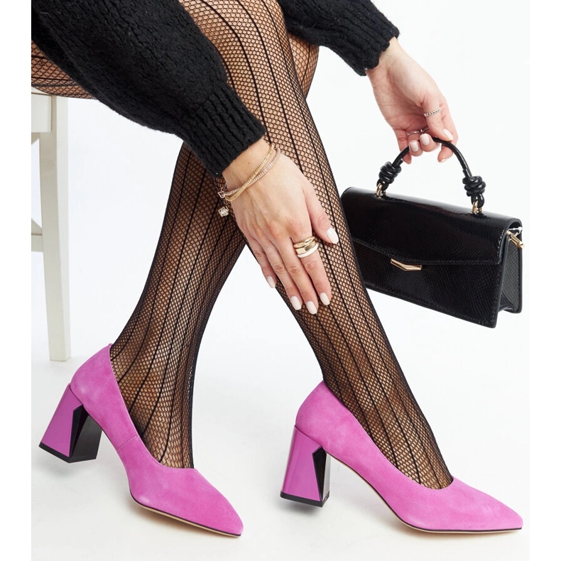 Vincezan tummanpunaiset nahkaiset korkokengät vaaleanpunainen 1