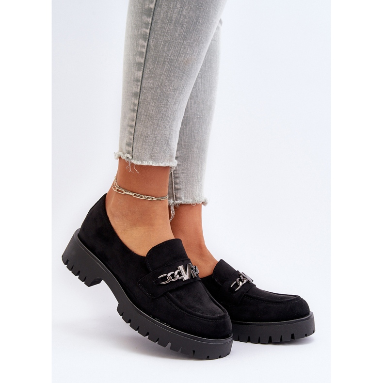 Vinceza Naisten mokkanahkaiset mokasiinit koristeella, musta, Loraleima 2