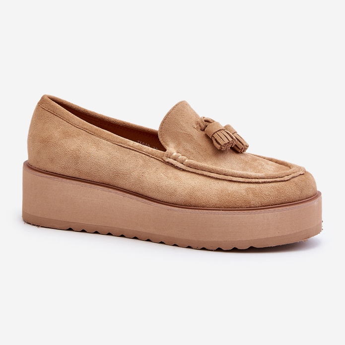 Naisten mokasiinit alustalla hapsuilla, ruskea Mialani 2