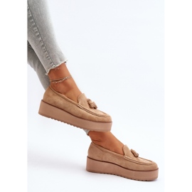 Naisten mokasiinit alustalla hapsuilla, ruskea Mialani 1