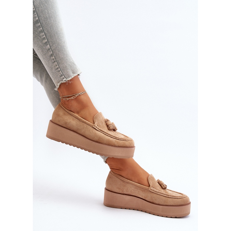 Naisten mokasiinit alustalla hapsuilla, ruskea Mialani 1