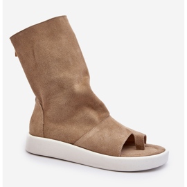 Zazoo 3441 Naisten mokkanahkasandaalit, joissa on tummanbeige päällinen 1