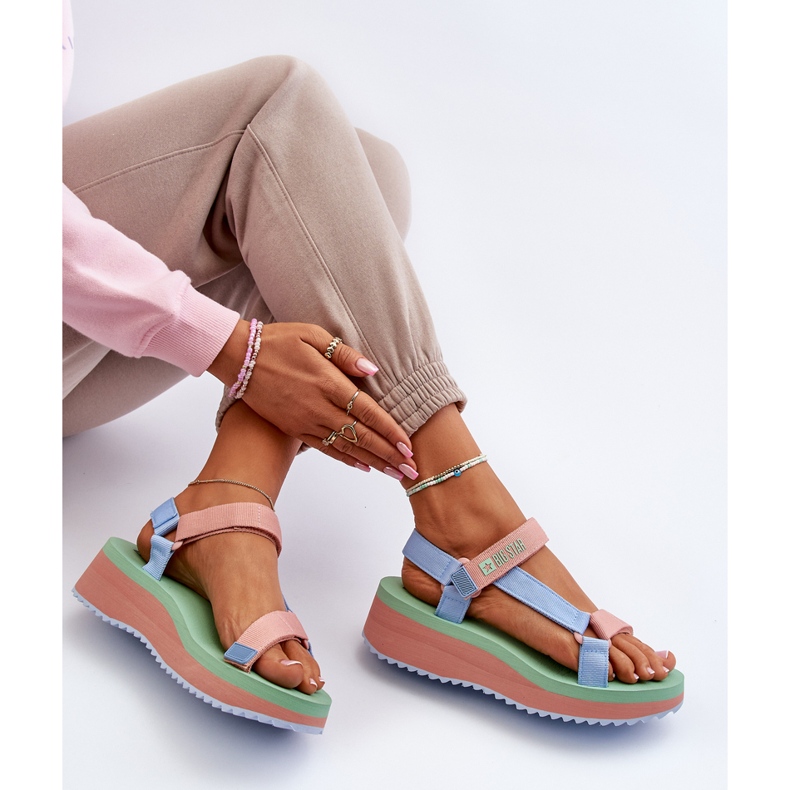 Naisten sandaalit alustalla ja kiilalla Big Star NN274A055 sininen 1