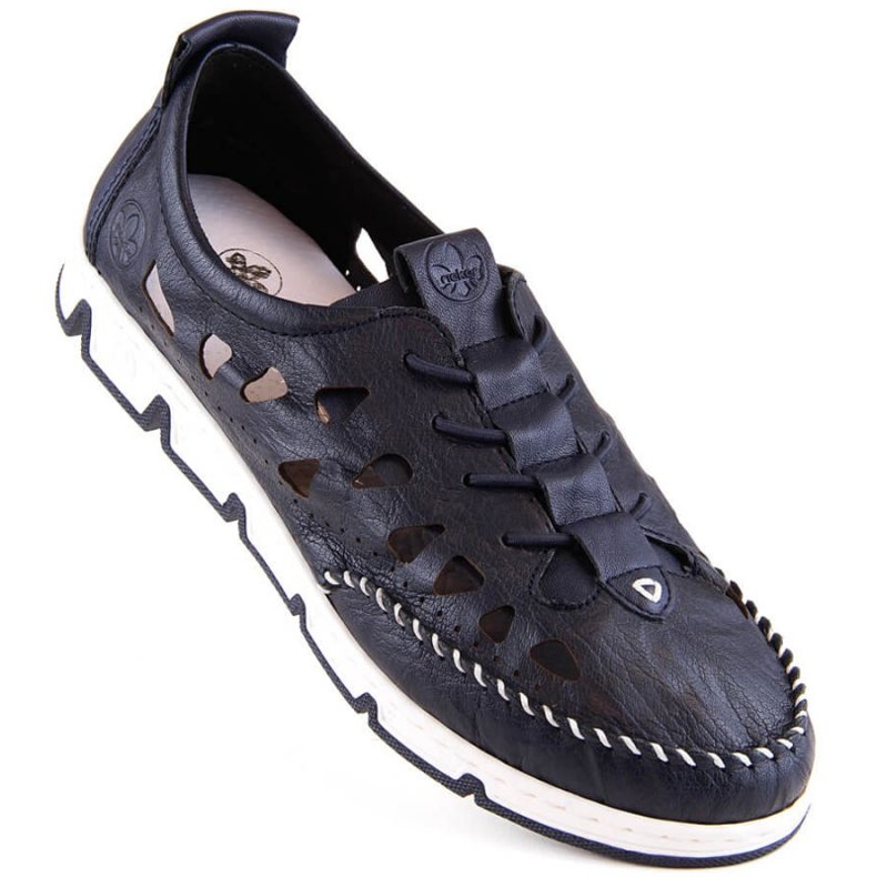 Nahkaiset harjakattoiset kengät Rieker W RKR652, laivastonsininen 1